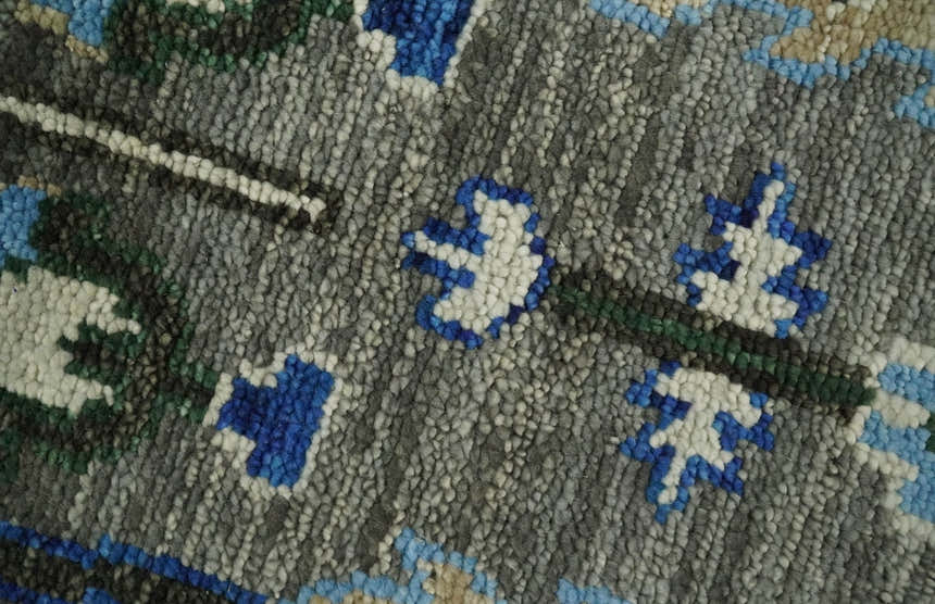 Hand Knotted Charcoal and Ivory Traditional Vintage Style Custom Made Wool Area Rug