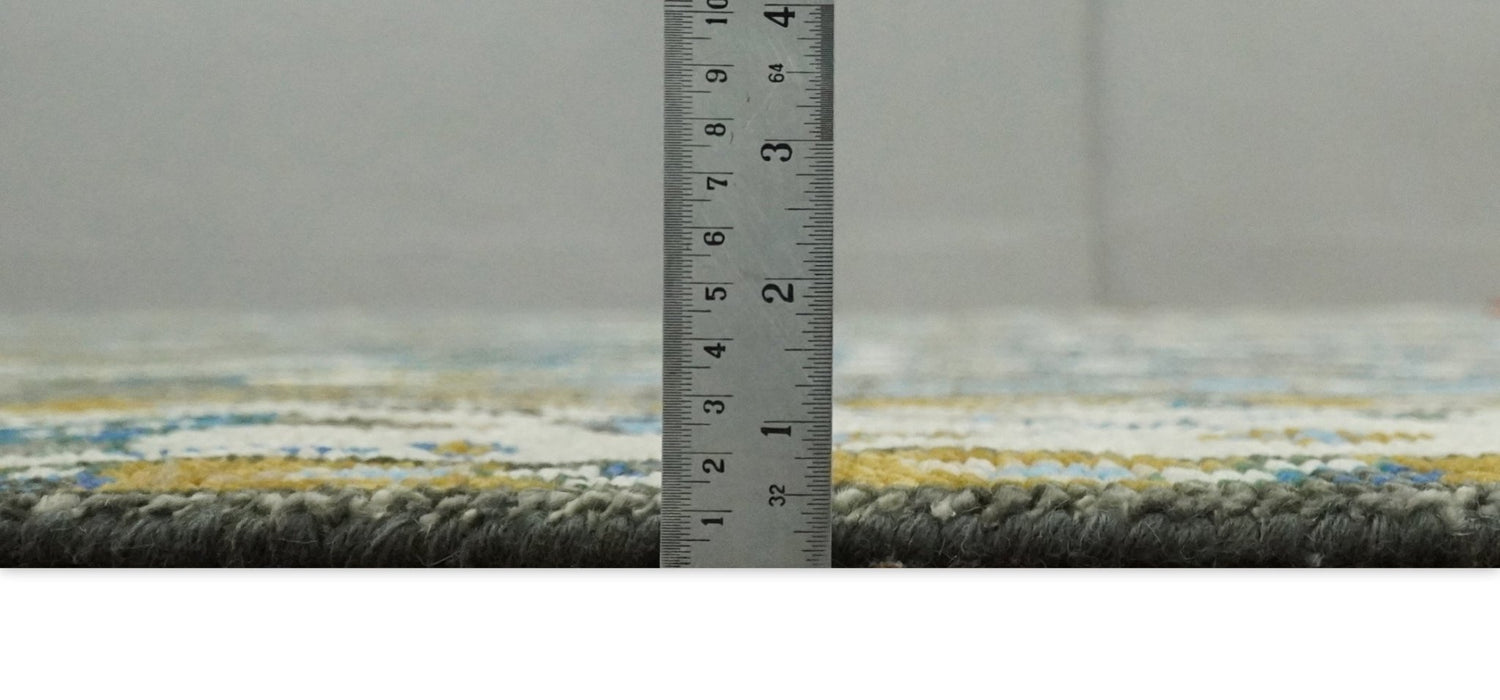 Hand Knotted Charcoal and Ivory Traditional Vintage Style Custom Made Wool Area Rug