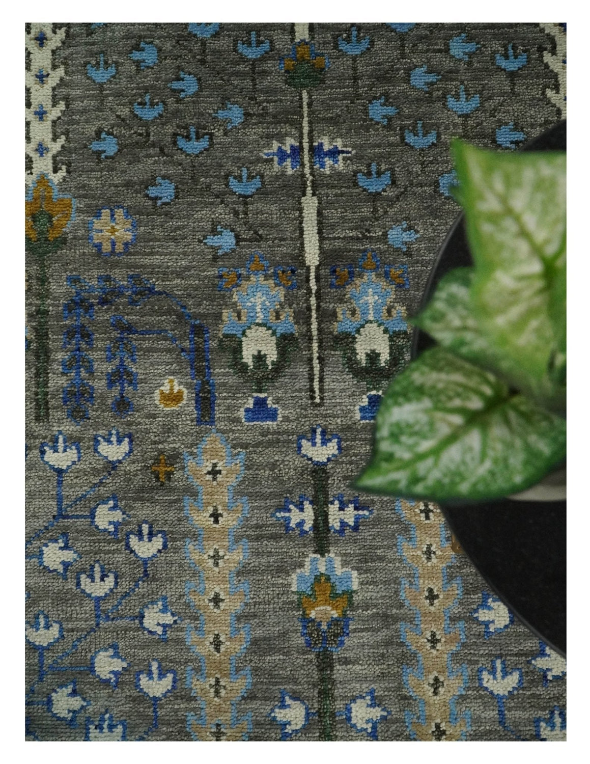 Hand Knotted Charcoal and Ivory Traditional Vintage Style Custom Made Wool Area Rug