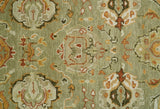 Custom Made Hand Knotted Olive and beige Traditional Vintage Style Antique Wool Rug