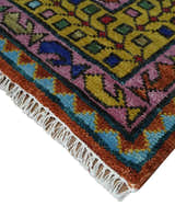 Hand Knotted Green, Rust, Yellow, Pink and Blue Traditional Floral Multi Size Wool Area Rug
