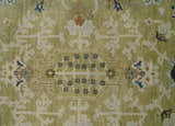 Hand Knotted Custom Made Olive, Silver and Beige Traditional Wool Rug