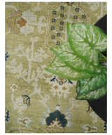 Hand Knotted Custom Made Olive, Silver and Beige Traditional Wool Rug