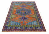 Hand Knotted Rust, Blue and Olive Traditional Multi Size Antique Wool Area Rug