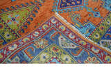 Hand Knotted Rust, Blue and Olive Traditional Multi Size Antique Wool Area Rug