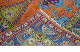 Hand Knotted Rust, Blue and Olive Traditional Multi Size Antique Wool Area Rug