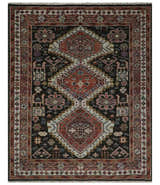 Hand Knotted Rust, Ivory and Black Traditional Antique Multi Size Wool Area Rug