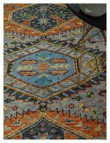 Silver and Rust Oriental Hand Knotted Traditional Living Room Custom made wool Area Rug