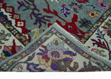 Vibrant colorful Gray And Ivory Hand Knotted Traditional Oushak wool Area Rug
