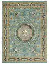 Rust and Blue Hand Knotted traditional Antique look Turkish Mamluk Living Room Multi Size wool Area Rug