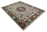 Hand Knotted traditional Oriental Ivory, Rust and Gray wool Area Rug