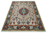 Hand Knotted traditional Oriental Ivory, Rust and Gray wool Area Rug
