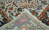 Hand Knotted traditional Oriental Ivory, Rust and Gray wool Area Rug