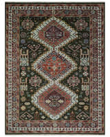 Rust, Ivory and Brown Traditional Hand knotted Multi Size wool Area Rug