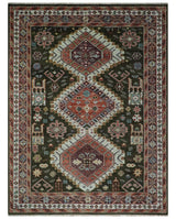Rust, Ivory and Brown Traditional Hand knotted Multi Size wool Area Rug