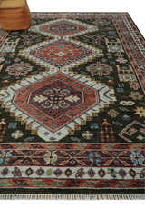 Rust, Ivory and Brown Traditional Hand knotted Multi Size wool Area Rug