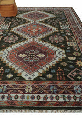 Rust, Ivory and Brown Traditional Hand knotted Multi Size wool Area Rug