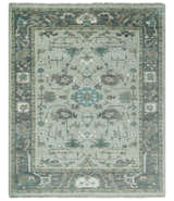 Gray and Ivory Traditional Oriental Oushak Hand Knotted wool Area Rug