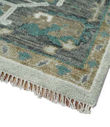 Gray and Ivory Traditional Oriental Oushak Hand Knotted wool Area Rug