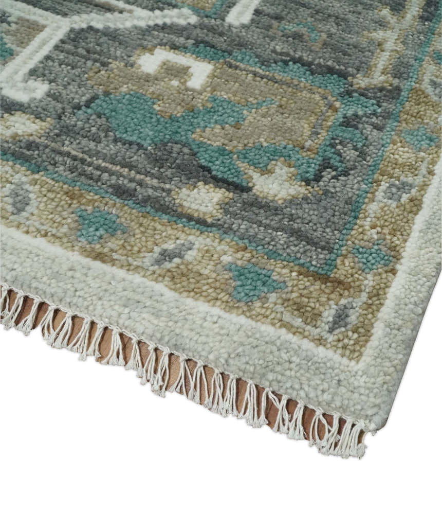 Gray and Ivory Traditional Oriental Oushak Hand Knotted wool Area Rug