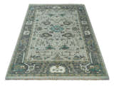 Gray and Ivory Traditional Oriental Oushak Hand Knotted wool Area Rug