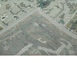 Gray and Ivory Traditional Oriental Oushak Hand Knotted wool Area Rug