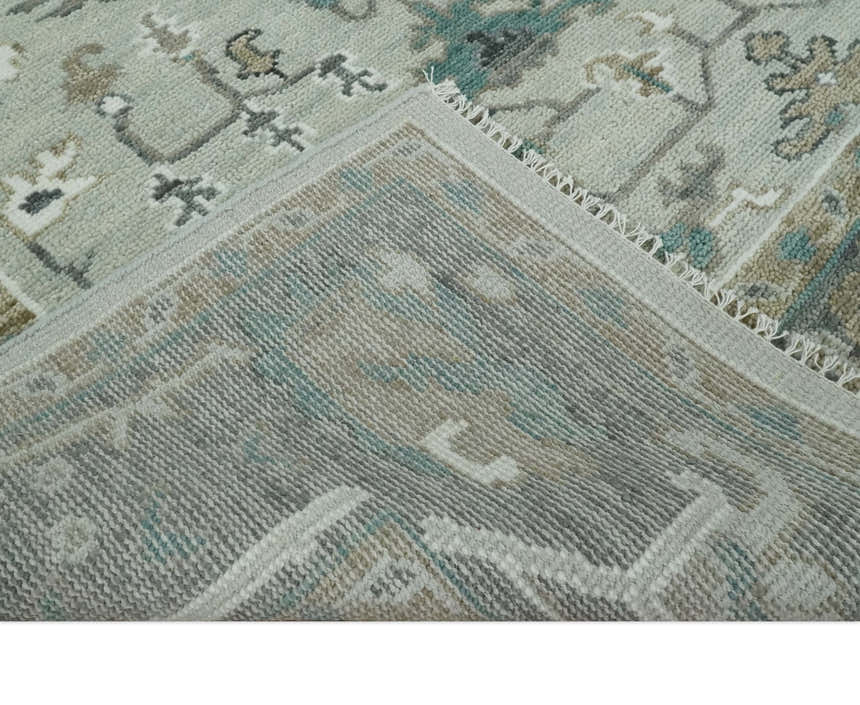 Gray and Ivory Traditional Oriental Oushak Hand Knotted wool Area Rug