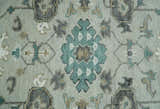 Gray and Ivory Traditional Oriental Oushak Hand Knotted wool Area Rug