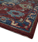 Red and Blue Hand Tufted Traditional Heriz Serapi Medallion Multi Size wool Area Rug