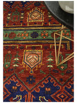 Wool Traditional Antique Style Wool Red and Blue Area Rug