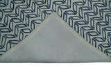 Contemporary Farmhouse Leaf's Hand Tufted Silver and Blue Loop Multi Size Wool Rug