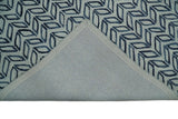 Contemporary Farmhouse Leaf's Hand Tufted Silver and Blue Loop Multi Size Wool Rug
