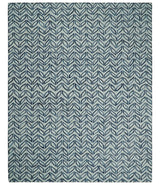 Contemporary Farmhouse Leaf's Hand Tufted Silver and Blue Loop Multi Size Wool Rug