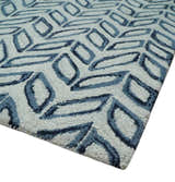 Contemporary Farmhouse Leaf's Hand Tufted Silver and Blue Loop Multi Size Wool Rug
