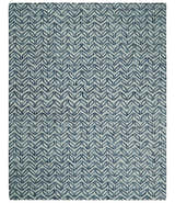 5X8 and 8x10 Contemporary Farmhouse Leaf's Hand Tufted Silver and Blue Loop Wool Rug
