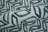 5X8 and 8x10 Contemporary Farmhouse Leaf's Hand Tufted Silver and Blue Loop Wool Rug