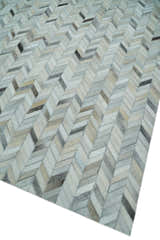 Modern Chevron Design Ivory and Silver Handmade Area Rug