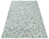 Modern Chevron Design Ivory and Silver Handmade Area Rug