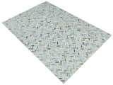 Modern Chevron Design Ivory and Silver Handmade Area Rug