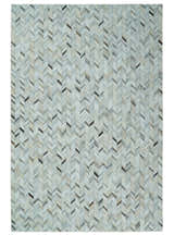 Modern Chevron Design Ivory and Silver Handmade Area Rug