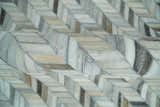 Modern Chevron Design Ivory and Silver Handmade Area Rug