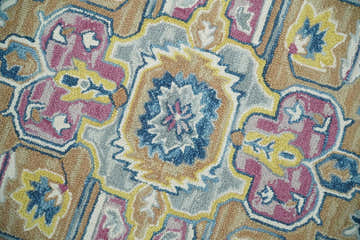 Kids, Nursery and Living Room Rug Hand Tufted Blue and Pink Wool Textured Loop Multi Size Area Rug