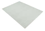 Contemporary Solid Design Ivory Handwoven Wool Area Rug