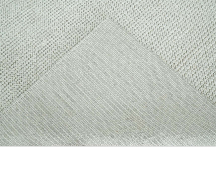 Contemporary Solid Design Ivory Handwoven Wool Area Rug