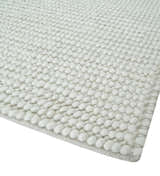 Contemporary Solid Design Ivory Handwoven Wool Area Rug
