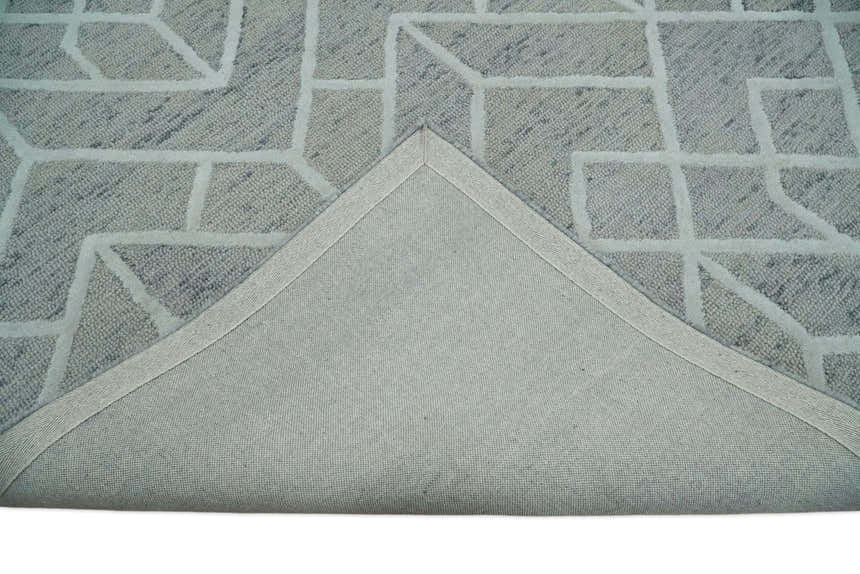 Modern Geometrical Design Hand Tufted Wool Area Rug