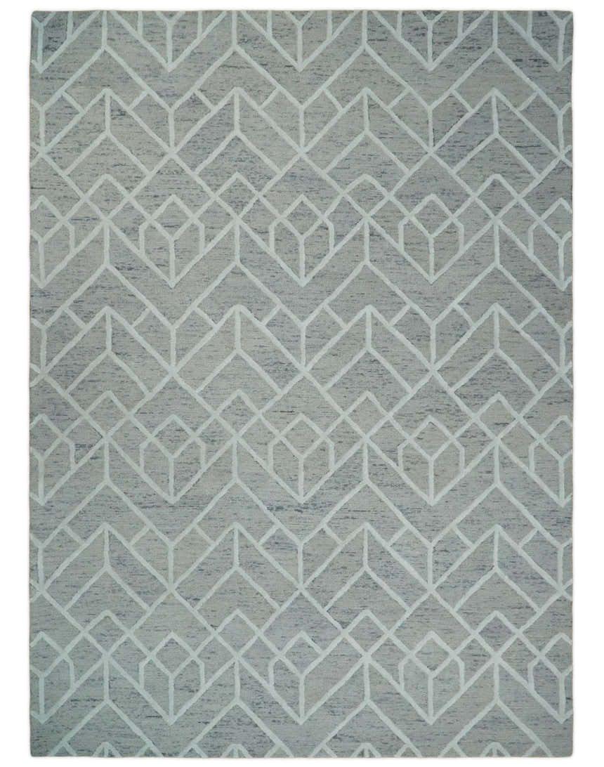 Modern Geometrical Design Hand Tufted Wool Area Rug
