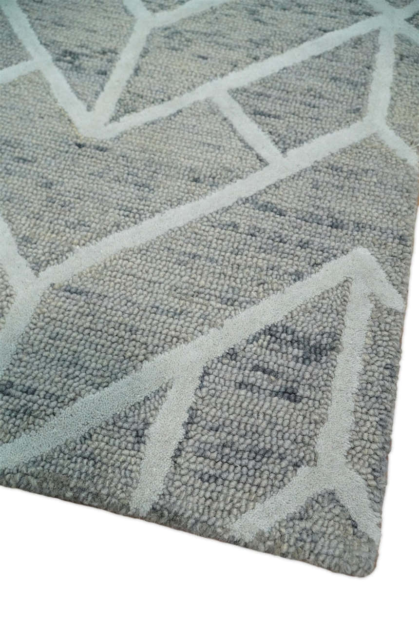 Modern Geometrical Design Hand Tufted Wool Area Rug