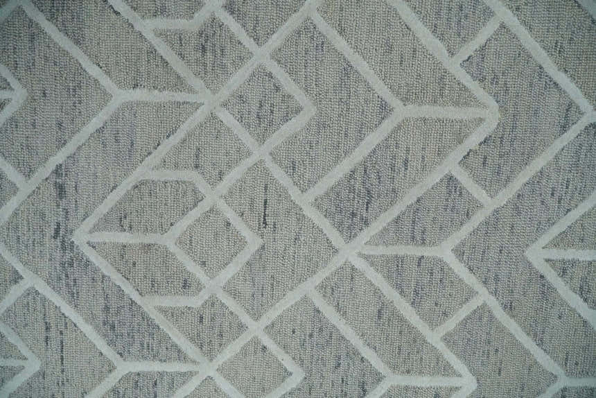 Modern Geometrical Design Hand Tufted Wool Area Rug