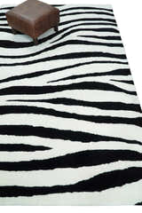 Antelope Rug, Hand Tufted Black and White Zebra Area Rug, Modern Wool Area Rug | ANI1